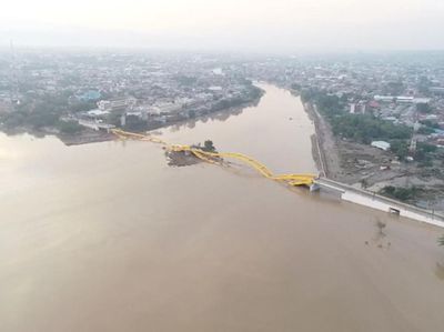 Potret Hancurnya Jembatan Kuning Palu dari Ketinggian
