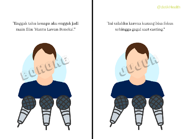 Ilustrasi Simpel Gambarkan Perbedaan Si Jujur dan Pembohong