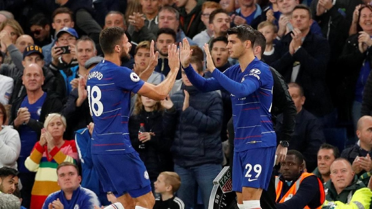Olivier Giroud dan Alvaro Morata total baru bikin satu gol musim ini (John Sibley/Reuters)