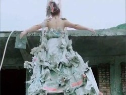 Gaun Pengantin dari Kantong Semen Bekas Ini Viral, Bentuknya Bikin Takjub