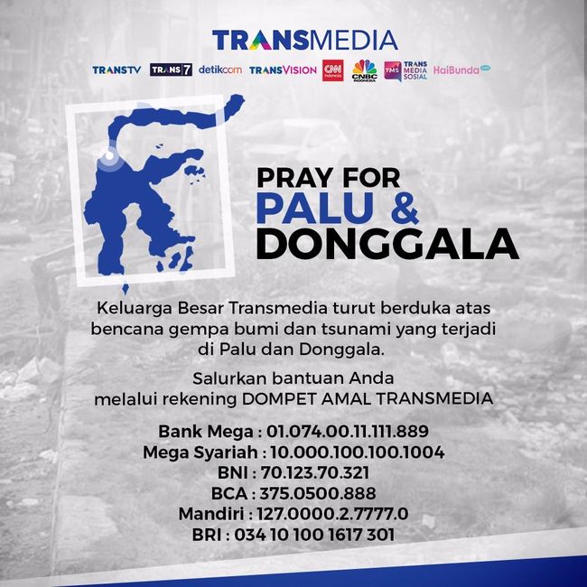 Transmedia Salurkan Bantuan kepada Korban Gempa Sulteng Transmedia Salurkan Bantuan kepada Korban Gempa Sulteng