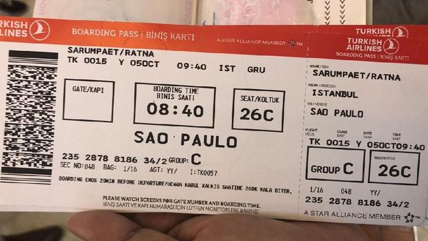 Tiket Ratna Sarumpaet dari Istanbul-Sau Paulo.