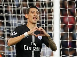 Babak pertama ditutup oleh gol ke-4 PSG lewat kaki Angel Di Maria. REUTERS/Charles Platiau.