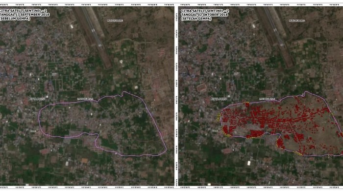 Citra satelit amblesan tanah di Palu (Foto: LAPAN)