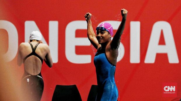 Syuci Indriani Indonesia kembali menambah medali di Asian Para Games 2018. Syuci Indriani mempersembahkan medali emas dalam cabang renang 100 meter gaya punggung putri, di Stadion Akuatik, GBK, Senin, 8 Oktober 2018. CNN Indonesia/Andry Novelino