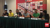 Suasana konferensi pers jelang pertandingan Timnas Indonesia melawan timnas Myanmar.