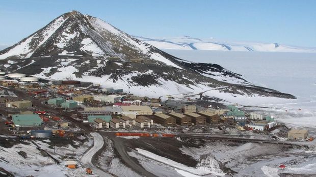 See other McMurdo Station and Antarctica images in my portfolio. View of McMurdo Station on Ross Island, in Antarctica.
