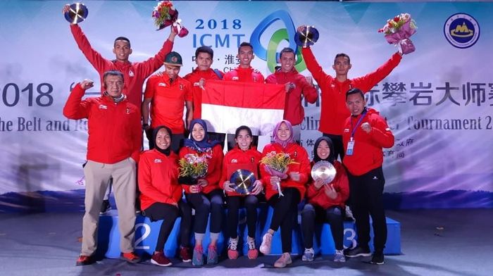Panjat tebing Indonesia mendulang dua medali emas di Huinan, China. Foto: ist.