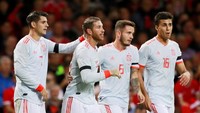Sergio Ramos menggandakan keunggulan Spanyol pada menit ke-19. Dia mendapatkan selamat dari rekan-rekannya karena mencatatkan gol ke-15 utnuk timnas. (Foto: Andrew Couldridge/Action Images via Reuters)