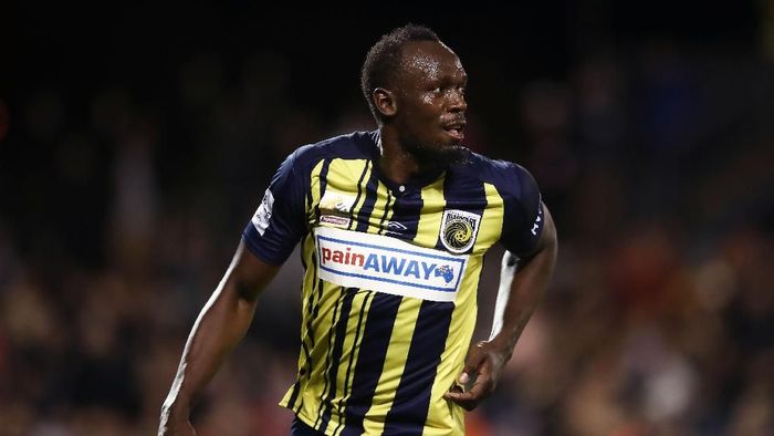 Usain Bolt SYDNEY, AUSTRALIA - OCTOBER 12: Usain Bolt of the Mariners celebrates scoring his first goal during the pre-season friendly match between the Central Coast Mariners and Macarthur South West United at Campbelltown Sports Stadium on October 12, 2018 in Sydney, Australia. (Photo by Matt King/Getty Images)