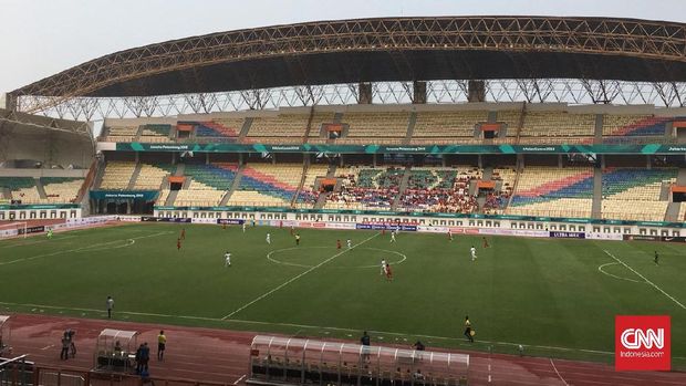 Suasan laga uji coba antara Timnas Indonesia U-19 vs Yordania. (