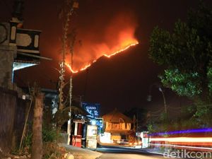 Lereng Gunung Abang di Bali Kebakaran