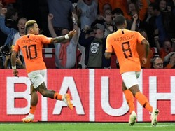 Memphis Depay yang menggandakan keunggulan Belanda di menit ke-86. De Oranje pun mengunci kemenangan di laga melawan Jerman. (Foto: Piroschka Van de Wouw/Reuters)