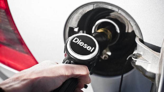 Fuel pump at Petrol Station. Diesel Pump.