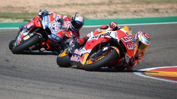 Andrea Dovizioso kalah dari Marc Marquez di MotoGP Thailand. (