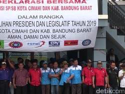 Ratusan Buruh di Cimahi-Bandung Barat Serukan Pemilu 2019 Damai