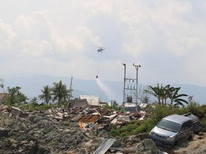 Cegah Penyakit Menular, BNPB Water Bombing Area Likuifaksi Sulteng