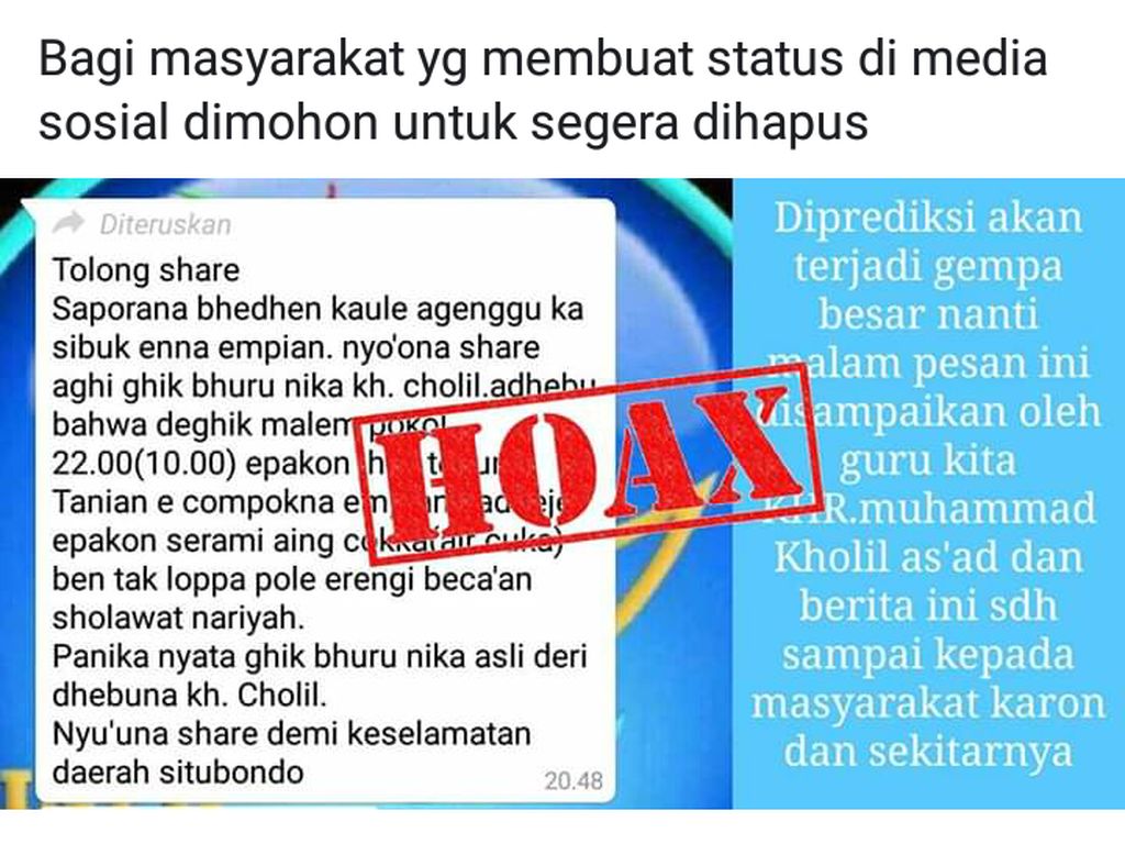 Catut Nama Kiai, Info Hoax Gempa Kembali Resahkan Warga Situbondo Catut Nama Kiai, Info Hoax Gempa Kembali Resahkan Warga Situbondo