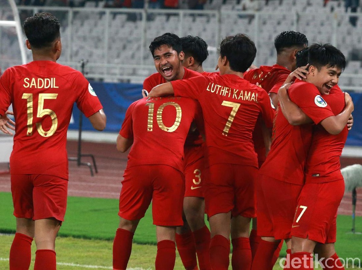 Saddil Ramdani dan Timnas Indonesia merayakan gol Egy Maulana Vikri. (Foto: Ari Saputra/detikcom)