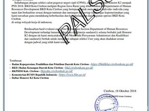 Awas! Beredar Surat Penerimaan Seleksi CPNS Palsu di Pemkot Cirebon Awas! Beredar Surat Penerimaan Seleksi CPNS Palsu di Pemkot Cirebon