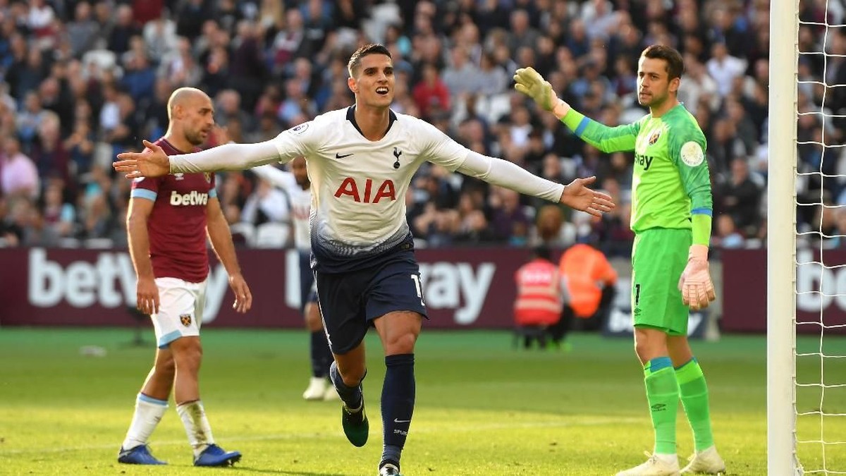 Tottenham Hotspur menang tipis 1-0 atas West Ham United berkat gol Erik Lamela. (Foto: Mike Hewitt/Getty Images)