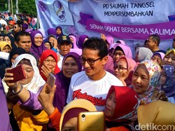 Senam Bareng Ibu-ibu di Tangsel, Sandiaga Singgung soal BPJS
