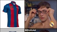 Mungkin Real Madrid salah melihat, kostum lawan yang berwarna merah biru itu mungkin bukan Levante, tapi Barcelona. (Foto: Twitter @TrollFootball)