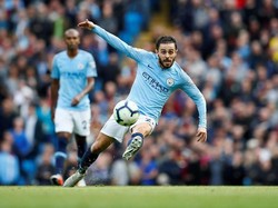 Bernardo Silva melancarkan serangan. Dalam pertandingan ini, Bernardo berhasil menambah gol untuk Manchester City di menit ke-54. Reuters/Jason Cairnduff.