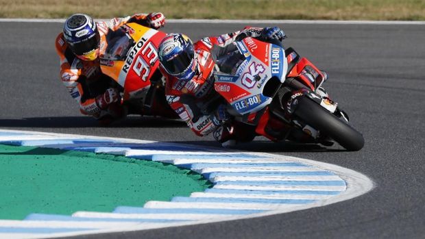 Andrea Dovizioso gagal menahan Marc Marquez jadi juara dunia di MotoGP Jepang.