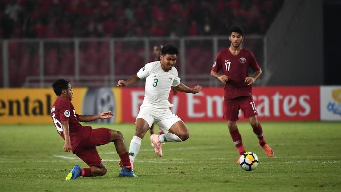 Asnawi Mangkualam Bahar di laga Qatar vs Indonesia. (Foto: Robertus Pudyanto Hari Pribadi/AFC) Asnawi Mangkualam Bahar di laga Qatar vs Indonesia. (Foto: Robertus Pudyanto Hari Pribadi/AFC)