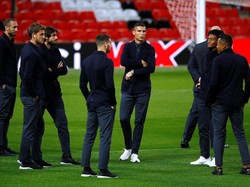 Terlihat para pemain Juventus tampak sangat siap menghadapi Manchester United. Juventus sedang on fire di Liga Italia, dengan belum terkalahkan hingga pekan ke sembilan. (Foto: Jason Cairnduff/Reuters)
