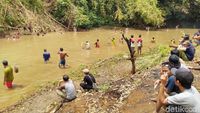 Foto: Jagoan! Tradisi Tangkap Ikan Pakai Tangan Kosong di Ciamis