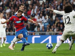 Viktoria Plzen sempat menipiskan ketertinggalan lewat gol Patrik Hrosovsky di menit ke-78. Foto: Sergio Perez/Reuters