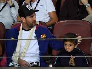 Ketika Anak Messi Menggambar Logo Juventus di Camp Nou