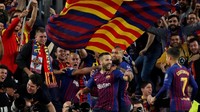 Dan klub olahraga dengan rata-rata gaji pemain intinya per tahun adalah Barcelona. Blaugrana membayar tiap pemain intinya mencapai 10,4 juta pounds per tahun atau mencapai Rp 193,9 miliar. (Foto: Albert Gea/Reuters)