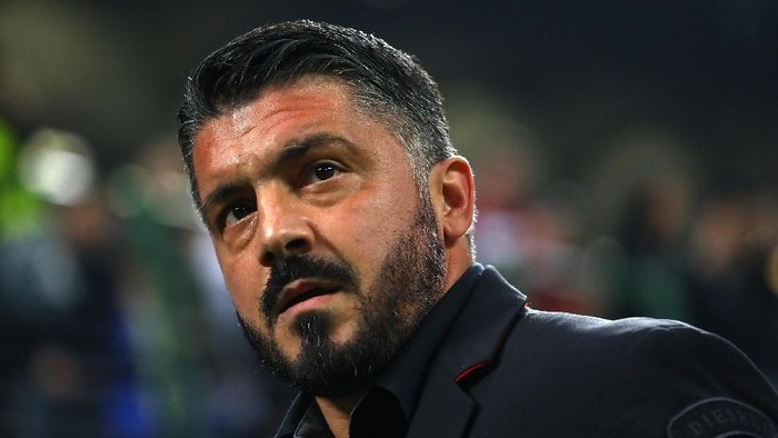 MILAN, ITALY - OCTOBER 25:  AC Milan coach Gennaro Gattuso looks on before the UEFA Europa League Group F match between AC Milan and Real Betis at Stadio Giuseppe Meazza on October 25, 2018 in Milan, Italy.  (Photo by Marco Luzzani/Getty Images)