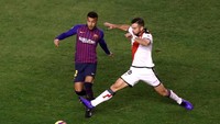 Dalam pertandingan ini Barcelona tidak diperkuat oleh Lionel Messi. Dia absen karena mengalami cedera retak tangan saat menghadapi Sevilla dua pekan lalu. Reuters/Javier Barbancho.