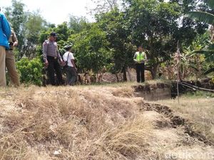 Tanggul Bengawan Solo di Lamongan Ambles, Rawan Jebol Tanggul Bengawan Solo di Lamongan Ambles, Rawan Jebol