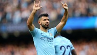 Bagi Aguero, ini adalah golnya yang ke-150 di Premier League. Foto: Alex Livesey/Getty Images