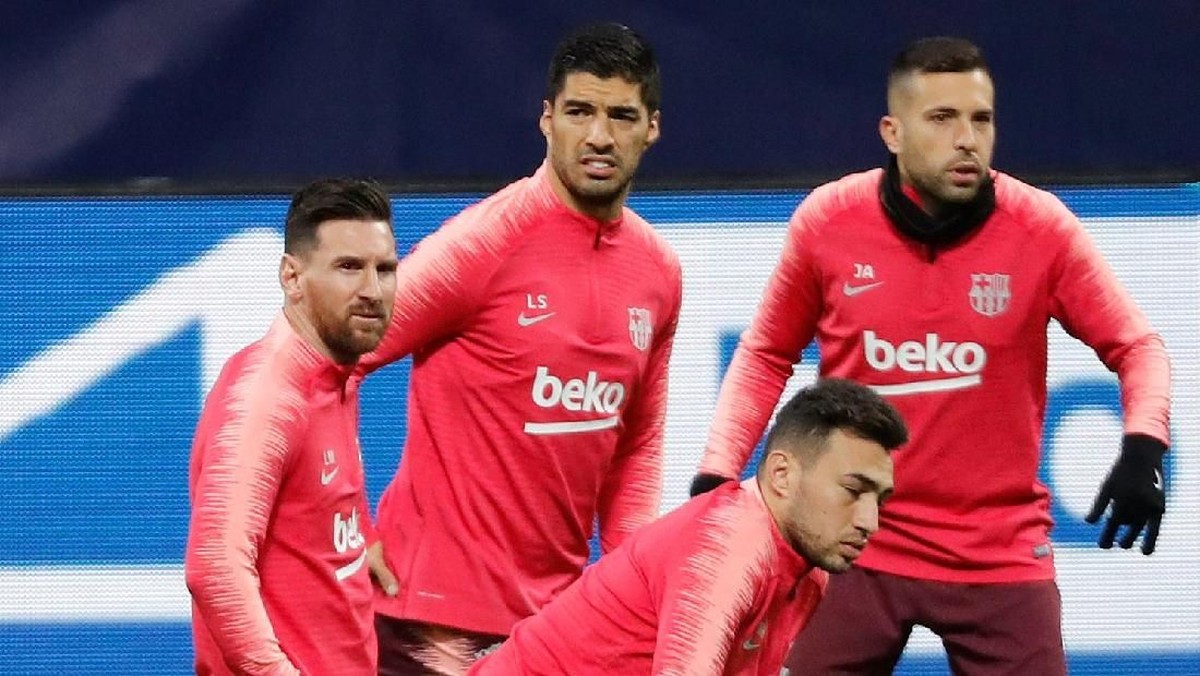 Jordi Alba memperingatkan Barcelona agar tidak kelewat percaya diri saat melawan Lyon di leg kedua babak 16 besar Liga Championsn (Foto: Stefano Relladini/Reuters)
