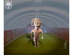 Ada yang mengejek penampilan Liverpool sungguh menggelitik, ibarat patung Salah yang sungguh aneh itu. (Foto: Twitter)