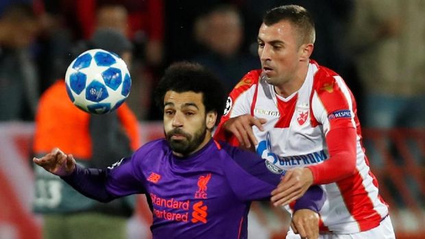 Mohamed Salah belum mampu berbuat banyak di babak pertama.