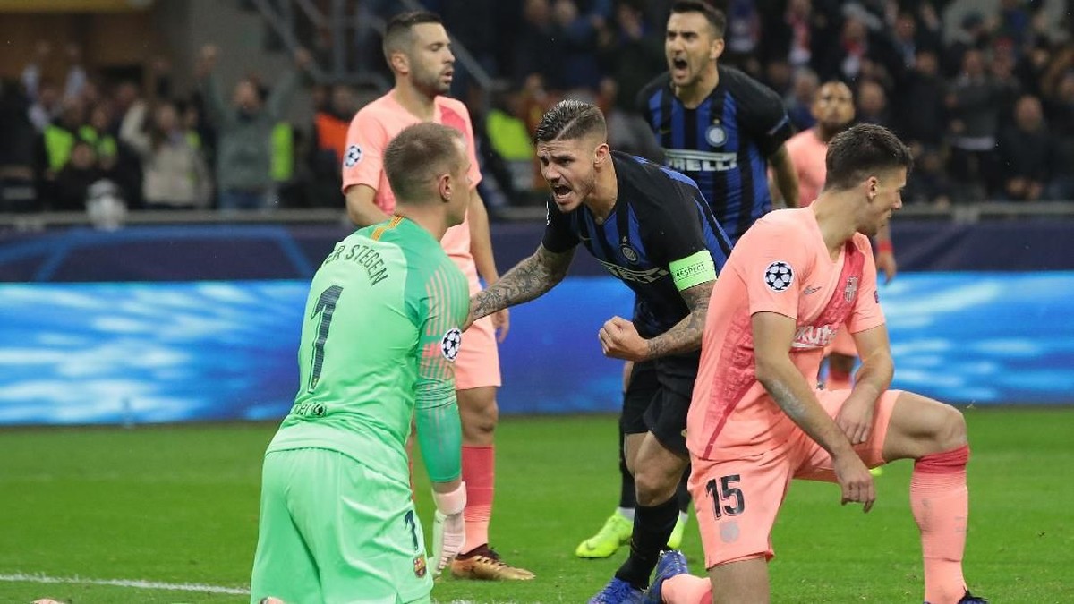 Inter Milan memaksakan hasil imbang 1-1 kontra Barcelona di Giuseppe Meazza. (Foto: Emilio Andreoli/Getty Images)