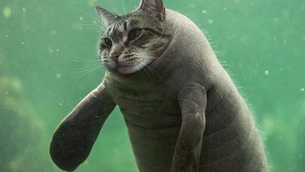 Kocak! Kombinasi Wajah Kucing dengan Tubuh Hewan Lain