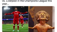 Musim lalu, Liverpool bisa ke final dan menjadi runner up. Sementara musim ini, baru di fase grup saja Salah dkk sudah kalah dua kali. Duh, gimana nih? (Foto: Twitter)