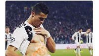 Ada yang mengedit perut Ronaldo ada gambar wajah Jose Mourinho, manajer MU. (Foto: Internet/Twitter)