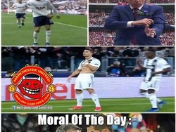 Namun akhirnya Ronaldo dan Juventusnya kalah. Sindiran dialamatkan kepada Ronaldo di medsos, yang intinya jangan senang dulu jika laga belum tuntas, apalagi melawan MU yang sering comeback di laga-laga penting. (Foto: Twitter @ManTrollsUtd)