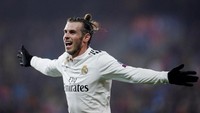 Gareth Bale membuat gol keempat Real Madrid di babak pertama yang sekaligus mengakhiri puasa golnya sejak September lalu. (David W Cerny/REUTERS)