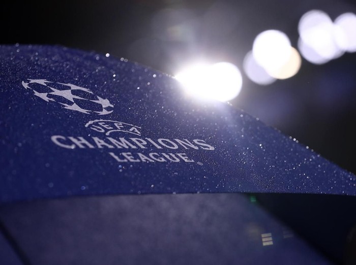 LYON, FRANCE - NOVEMBER 07: The Champions League logo is seen prior to the UEFA Champions League Group F match between Olympique Lyonnais and TSG 1899 Hoffenheim at Groupama Stadium on November 7, 2018 in Lyon, France.  (Photo by Alex Grimm/Getty Images)