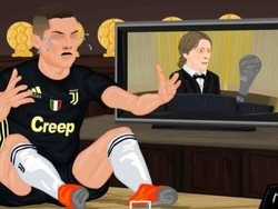 Ada pula yang mengejek Ronaldo kehilangan kans memenangi ballon dor keenamnya akibat Juventus kalah dari MU. (Foto: Twitter @DaddyTheBoy)